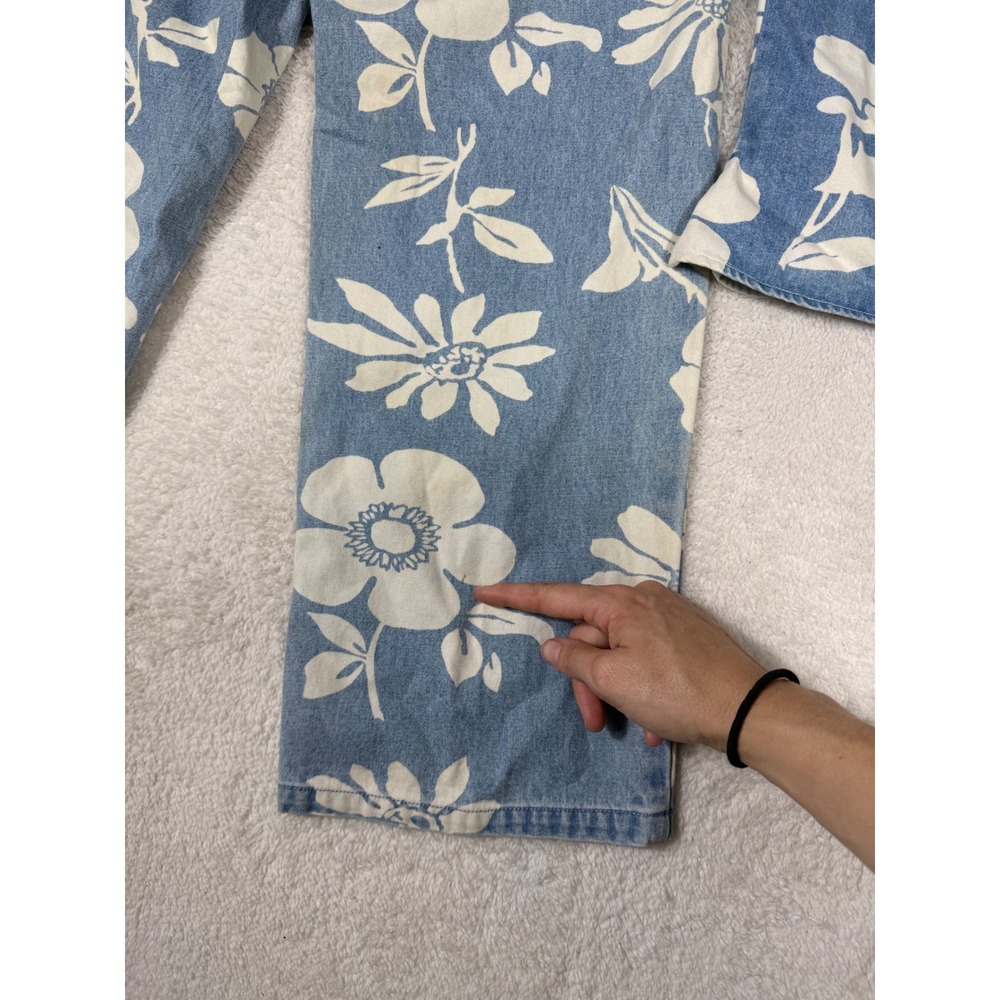 Tommy Hilfiger Floral Denim Set Women 10 Blue Vintage 90s Y2K Hibiscus Pant - Picture 8 of 16